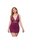 MERNEL Vêtements sexuels Nuisette Sexy Grande Taille col en V Profond Dentelle Chemise de Nuit Nuisette Nuisette Robe Sexy Fe