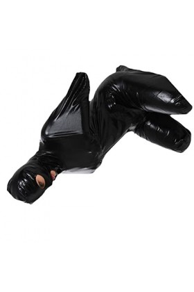 DCIUSTFHE Hommes Sexy Cuir Verni Sac Complet Fermeture Éclair Révélateur Bouche Yeux Sac De Couchage Combinaisons Moulantes B