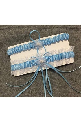 Jarretière en Dentelle avec, jarretière de Mariage nœud-Bleu Ciel_Taille Unique, Cadeaux Jarretière personnalisée Bleu Ciel 