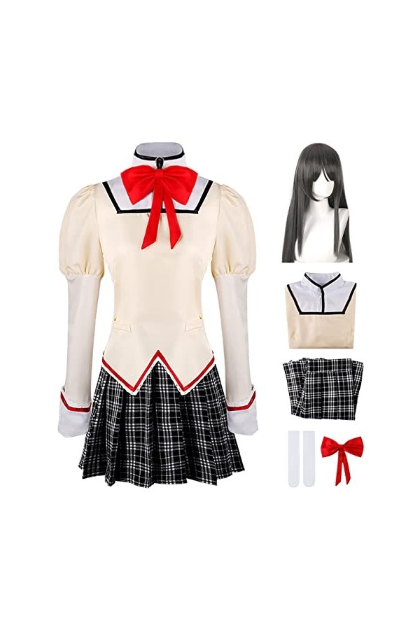 Foanja Kaname Madoka Déguisement Femme Cosplay Anime Puella Magi Madoka Magica Akemi Homura Miki Sayaka Tomoe Mami Scolaires 