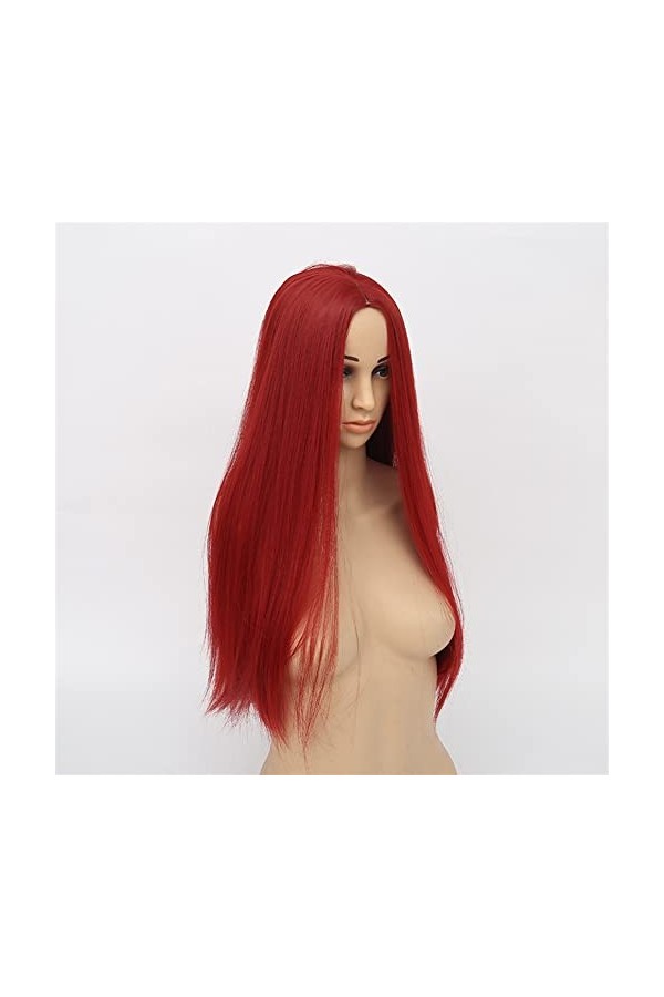 DUNEL Wigs Hair For Women Long Red Straight Hair Wigs for Women Middle Part Hairline Party Halloween Costume Cosplay Wig Perf