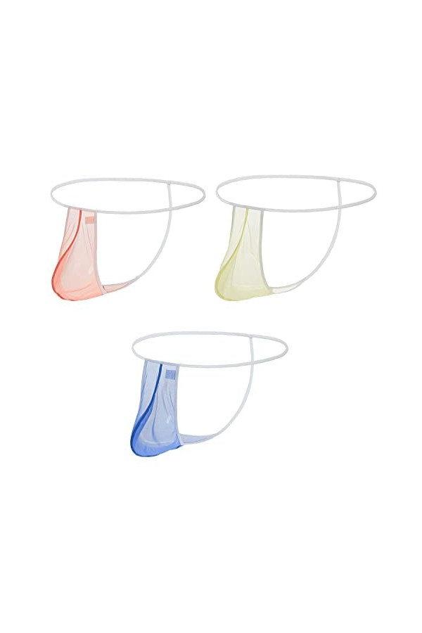 BIATWOWR String sexy taille basse pour homme avec grande poche en maille transparente, Lot de 3 : multicolore 02, M