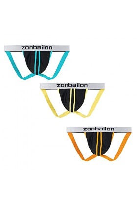 BIATWOWR Suspensoir sexy pour homme - Large taille basse - String à lavant - Pochette renforcée - Sous-vêtements athlétiques