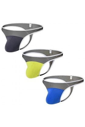 BIATWOWR Sous-vêtements sexy pour homme - String avant bombé - Poche renforcée - String et cordes G - Lot de sous-vêtements p