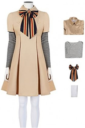 Foanja M3GAN Déguisement Enfant Adulte Cosplay M3GAN Robots Poupées Uniforme Robe Nœuds Papillon Lingerie Chaussettes 4 Pièce
