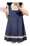 ZYSWCHB Robe dété Japonais Doux Fronde Robe de fée Femmes été col carré a-Ligne sans Manches JK Robes au Genou Color : Navy