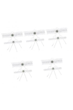 Parliky 5 Ensembles Jarretière en Dentelle De Mariée Cuisse Jarretière Bande De Jambe Jarretière Perle Décoration De Jambe La