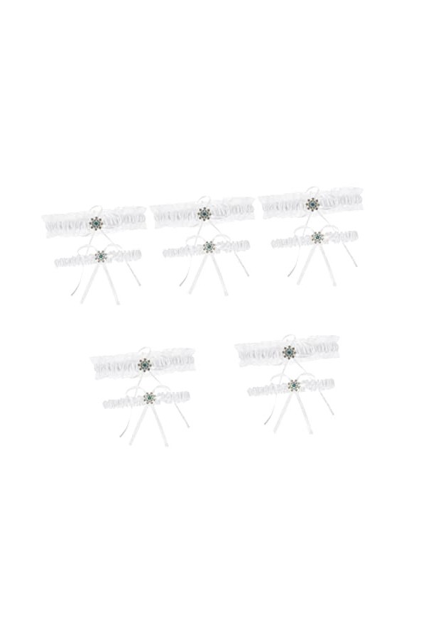 Parliky 5 Ensembles Jarretière en Dentelle De Mariée Cuisse Jarretière Bande De Jambe Jarretière Perle Décoration De Jambe La