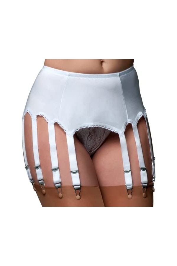 Nylon Dreams NDL12 All Plain Porte-jarretelles à 12 sangles L, rouge 