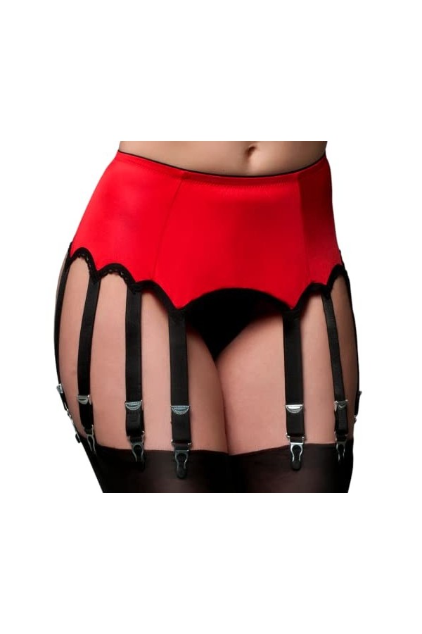 Nylon Dreams NDL12 All Plain Porte-jarretelles à 12 sangles L, rouge 