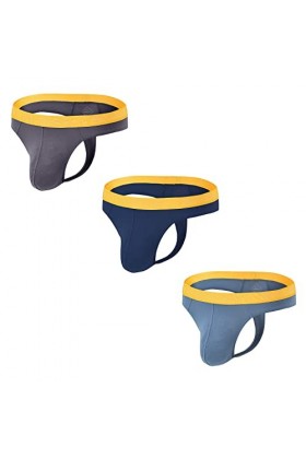 BIATWOWR String pour homme avec grande poche bombée, taille élastique, taille basse et look sexy, sans étiquette, respirant e