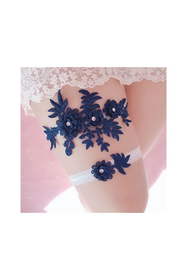 Lot de 2 dames nœud papillon boucle de jambe sexy porte-jarretelles mariage nuptiale cuisse boucle bas ceinture couleur : bl