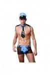 Mens Jeu De Rôle Police Sexy Lingerie Costume Set Night Club Buccaneer Cosplay Sailor Outfit Officier Uniforme,Bleu,Free Size
