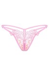 Culotte transparente pour femme - Culotte creuse brodée - Taille basse - String sexy ouvert sur le côté - Culotte extensible 