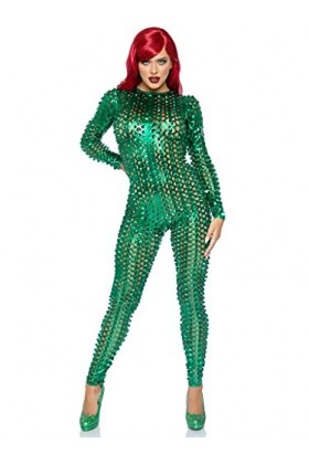Leg Avenue - Laser cut metallic catsuit Déguisement, L Vert 