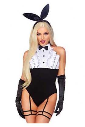 Leg Avenue Tuxedo Bunny Adult Sized Costumes, Noir Blanc, S EUR 36-38 Femme