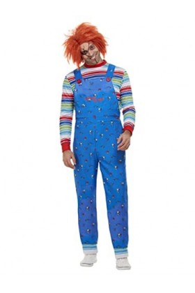 Smiffys Costume Chucky sous licence officielle, Homme, 50265M, bleu, M-Size 38"-40"