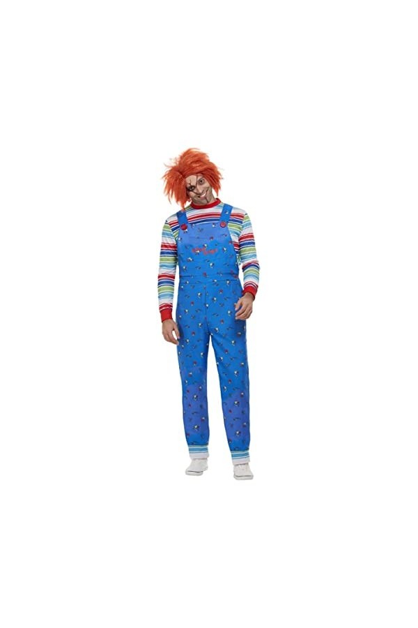 Smiffys Costume Chucky sous licence officielle, Homme, 50265M, bleu, M-Size 38"-40"