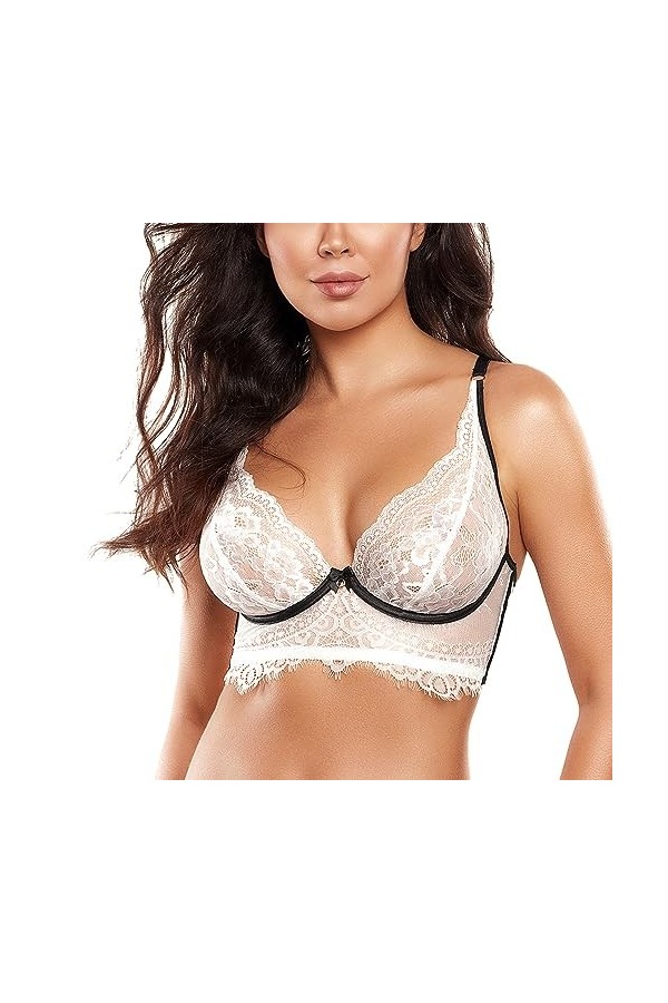 Axami Semi-Corset Sexy Et Élégant V-10481, Blanc,80D