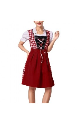 Costume de soubrette allemand authentique pour fête de lOktoberfest - Costume de soubrette pour femme de la bière, Rouge, M