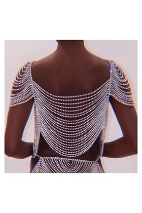 RWRAPS Chaîne de Jambe Lingerie de Luxe Bling Strass Soutien-Gorge Harnais Sexy Bikini sous-vêtement Poitrine Chaîne dépaule