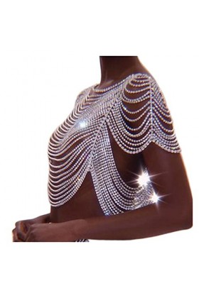 RWRAPS Chaîne de Jambe Lingerie de Luxe Bling Strass Soutien-Gorge Harnais Bikini Sexy sous-vêtements Poitrine chaîne dépaul