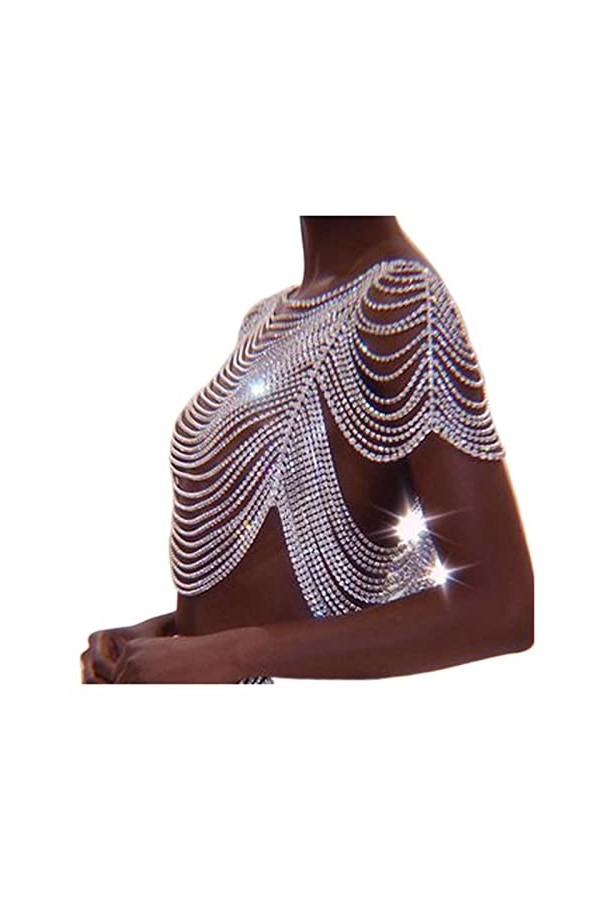 RWRAPS Chaîne de Jambe Lingerie de Luxe Bling Strass Soutien-Gorge Harnais Bikini Sexy sous-vêtements Poitrine chaîne dépaul