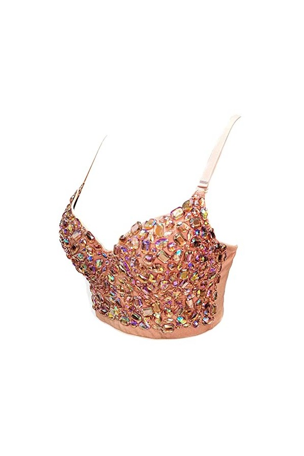 Woboren Corset bustier soutien-gorge lingerie débardeur haut à bretelles crop top corsage gilet mince, 11 beige, M