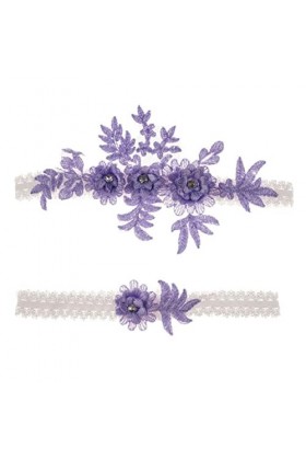 2pcs Femmes Appliques Bleu Jambe Anneau Dentelle jarretière Jambe Boucle jarretières de Mariage Femme Cosplay Cuisse Anneau B