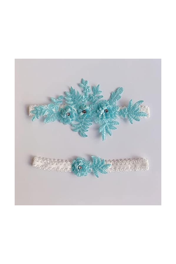 2pcs Femmes Appliques Bleu Jambe Anneau Dentelle jarretière Jambe Boucle jarretières de Mariage Femme Cosplay Cuisse Anneau B