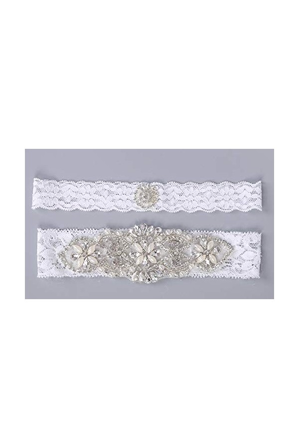 Jarretière de Mariage en Dentelle Florale, Accessoires de Jambe en Dentelle jarretière-Blanc_Taille Unique, jarretière en Den