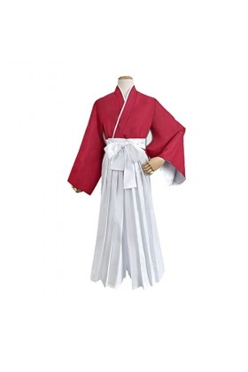 BVMPRS Hommes Himura Kenshin Cosplay Costume Kimono Robe Dépée Uniforme Rouge Halloween,Red-S