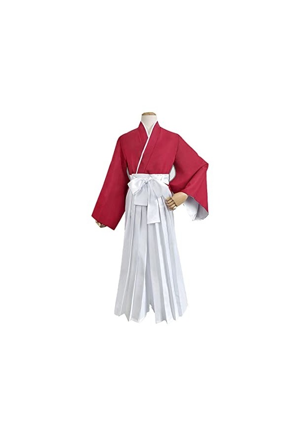 BVMPRS Hommes Himura Kenshin Cosplay Costume Kimono Robe Dépée Uniforme Rouge Halloween,Red-S
