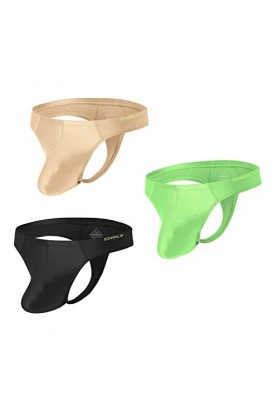 BIATWOWR String pour homme en soie glacée avec pochette à dos en T pour homme Taille M L XL 2XL, 3*Multi 02, XXL