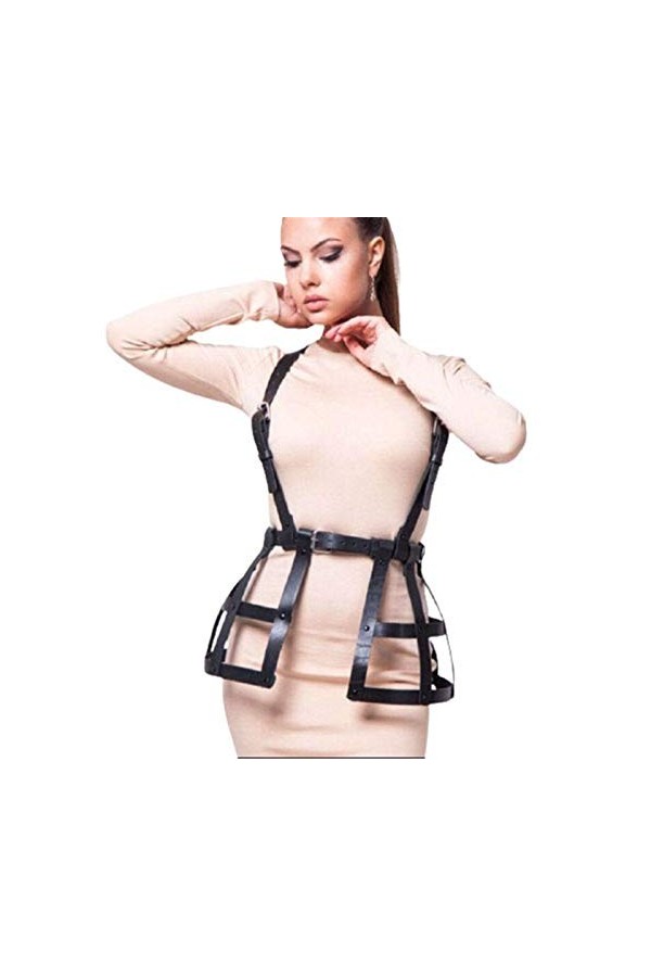 Saturey Harnais en Cuir for Femme Porte-Jarretelles Chaîne de Corps réglable avec Boucles