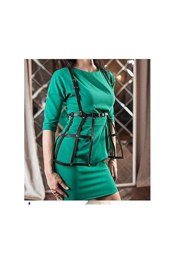 Saturey Harnais en Cuir for Femme Porte-Jarretelles Chaîne de Corps réglable avec Boucles