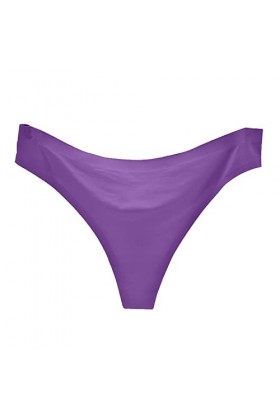 Culotte en coton pour femme - String en soie de glace sans couture - Culotte sexy pour femme, violet, L