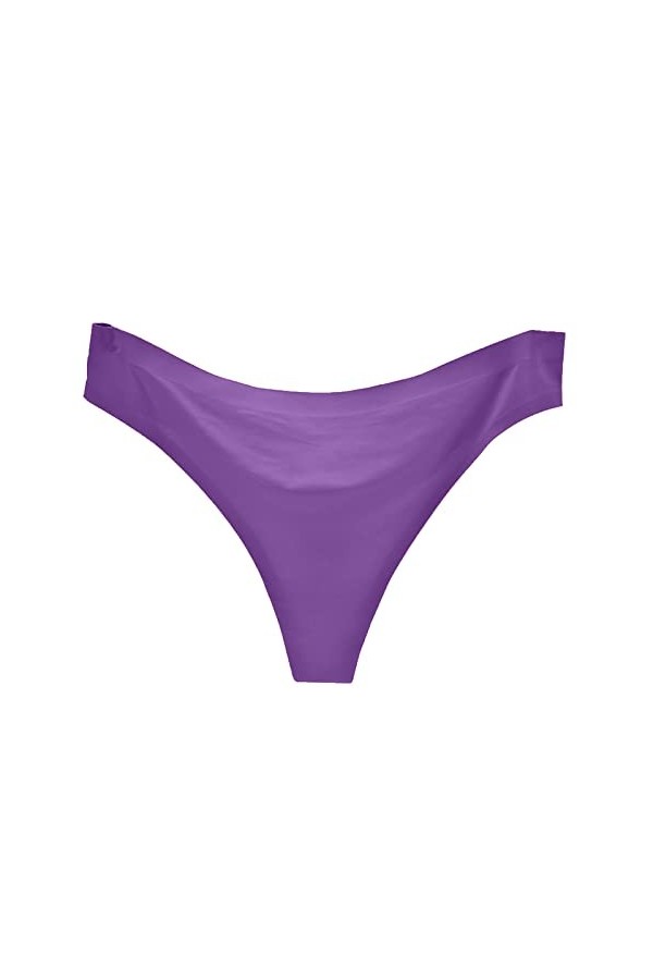 Culotte en coton pour femme - String en soie de glace sans couture - Culotte sexy pour femme, violet, L
