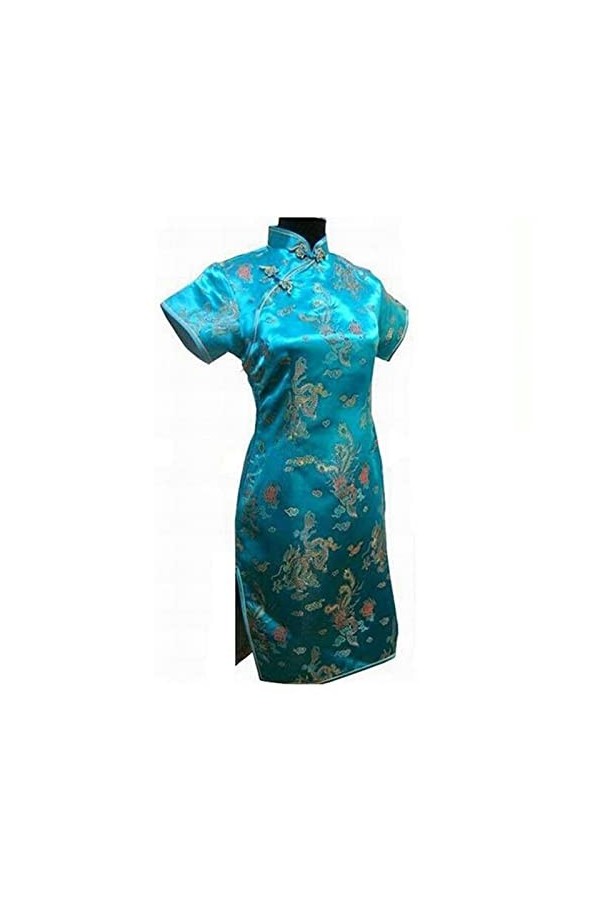 ZZSRJ Cheongsam élégant Robe Chinoise Sexy Sexy splue Plus Color : Lack Blue, Taille : 6XL 