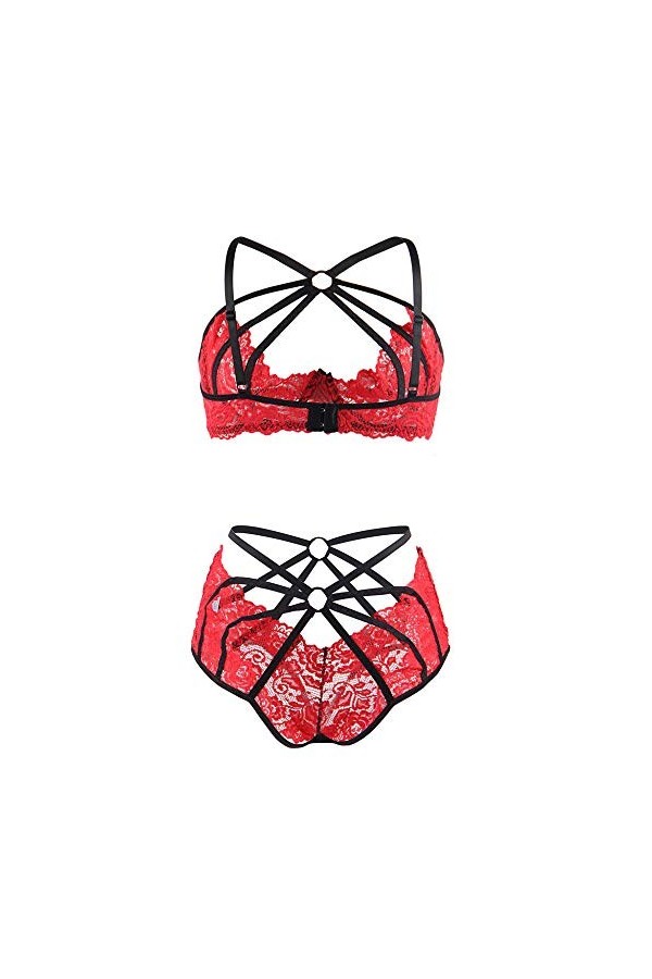 QQQQC Chemises de Nuit Femme Plus la Taille Femme Sexy Lingerie Dentelle Soutien-Gorge Bandage vêtements de Nuit Femmes Costu
