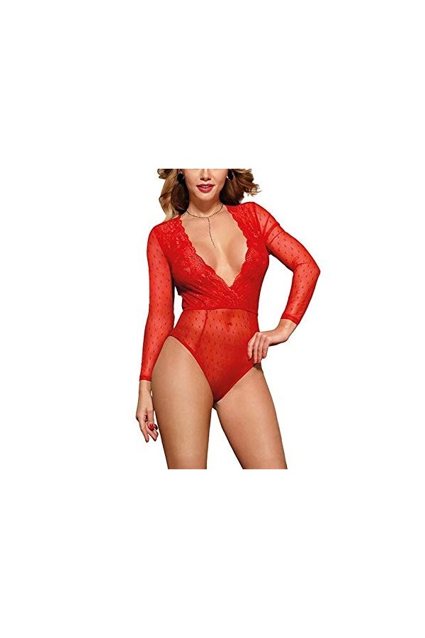 RWRAPS Des sous-vêtements sexy de grande taille peuvent être portés à lextérieur du pyjama sexy une pièce en dentelle à pois