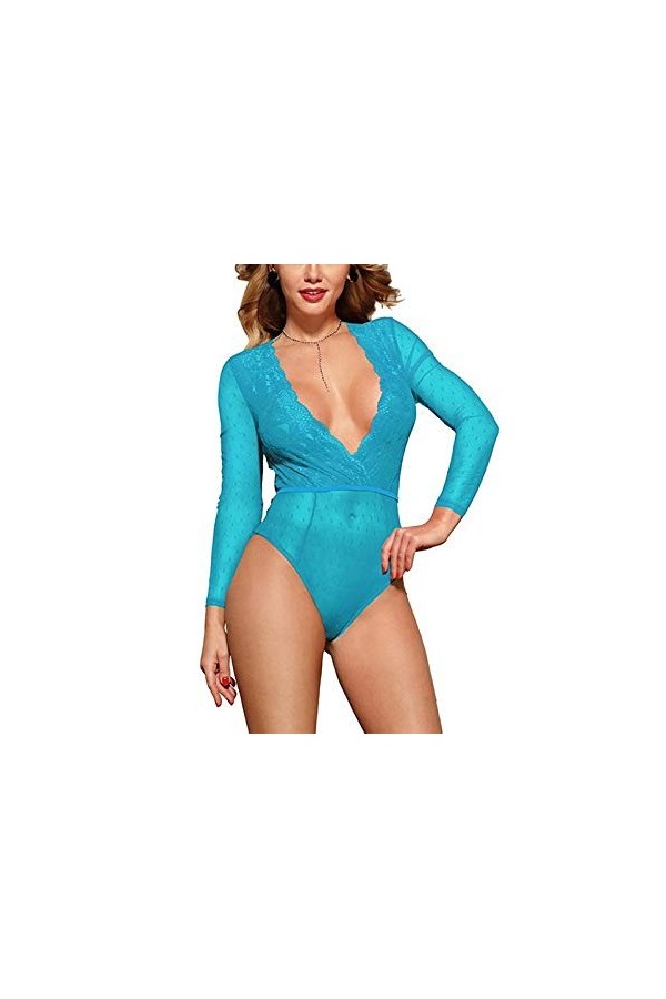 RWRAPS Des sous-vêtements sexy de grande taille peuvent être portés à lextérieur du pyjama sexy une pièce en dentelle à pois