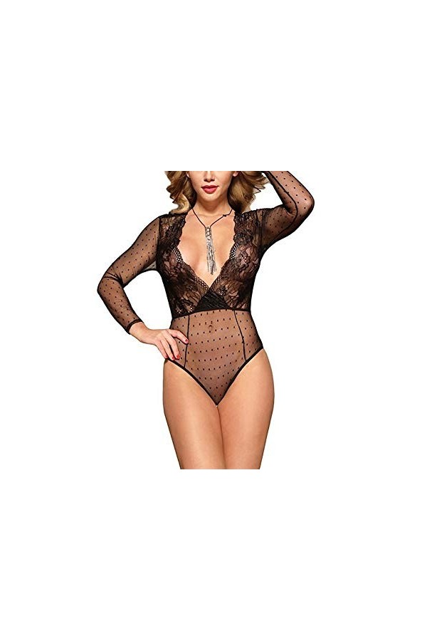RWRAPS Des sous-vêtements sexy de grande taille peuvent être portés à lextérieur du pyjama sexy une pièce en dentelle à pois