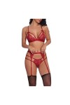 sous-vêtements Sexy pour Femmes, Soutien-Gorge, String, Porte-Jarretelles, Lingerie ajourée, Costumes, Ensemble de Lingerie e