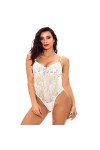 BAWHO Lingerie Sexy pour Femmes, Lapin, Combinaison Amusante en Dentelle découpée, Pure séduction, sous-vêtements Transparent