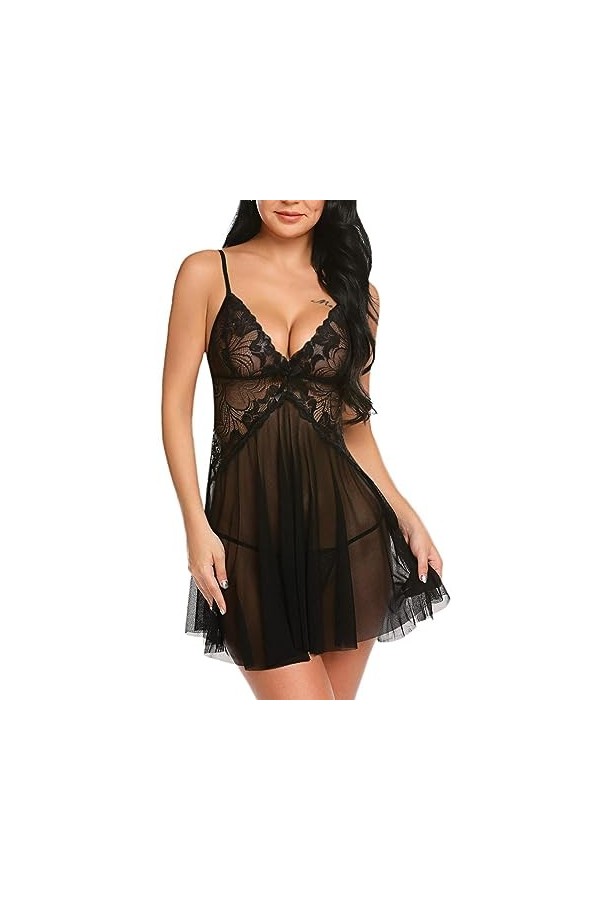 Lingerie Sexy pour Femmes, Pyjama érotique Sexy Fendu des Deux côtés, Grande Taille