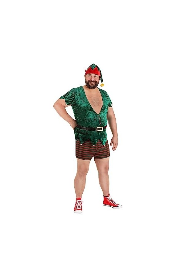 Plus Size Mens Sexy Christmas Elf Fancy Dress Costume 2X