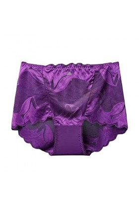 Tainrunse Culotte sexy en dentelle pour femme - Taille moyenne - Sans couture - Pour usage quotidien - Violet foncé - M