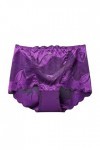 Tainrunse Culotte sexy en dentelle pour femme - Taille moyenne - Sans couture - Pour usage quotidien - Violet foncé - M