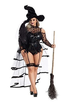 Party King Starstruck Bustle Witch Femme Grande Taille, noir, 4X